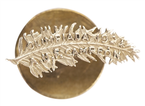 1924 AUF Laurel Leaves Gold Pin Presented To Andres Mazzali (Letter of Provenance)